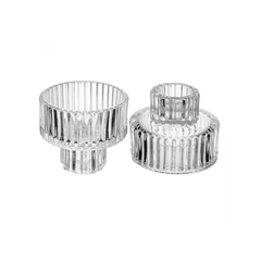 Conjunto De Porta Velas Lines Em Vidro Com 2 Peças - Wolff - 61927