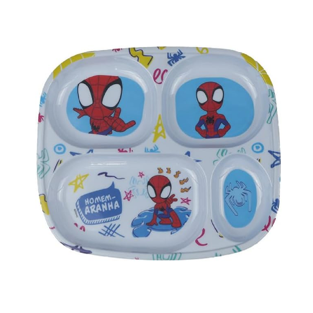 Prato De Melamina Com Divisória Homem-Aranha - Yangzi Utilidades - 30181