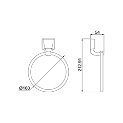Porta Toalha Argola Quadra F24 Preto Fosco 2049 - Lorenzetti - 7140111