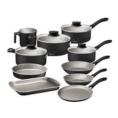 Jogo De Panelas Linz Com 10 Peças Em Alumínio Preto - Tramontina - 28299007