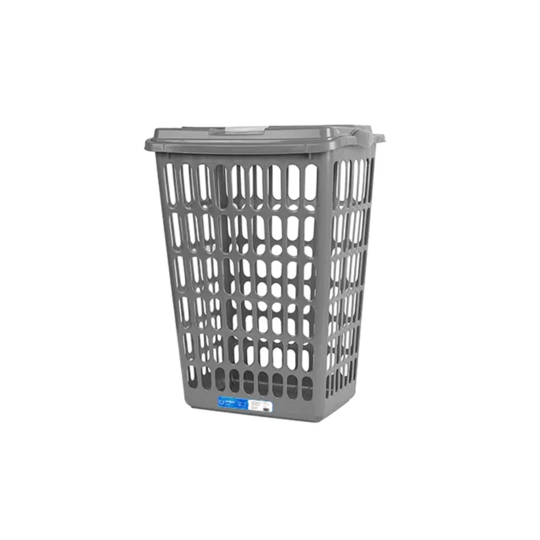 Cesto Organizador Telado De Lavanderia Retangular 48l Com Tampa - Plasticosmb - 3069