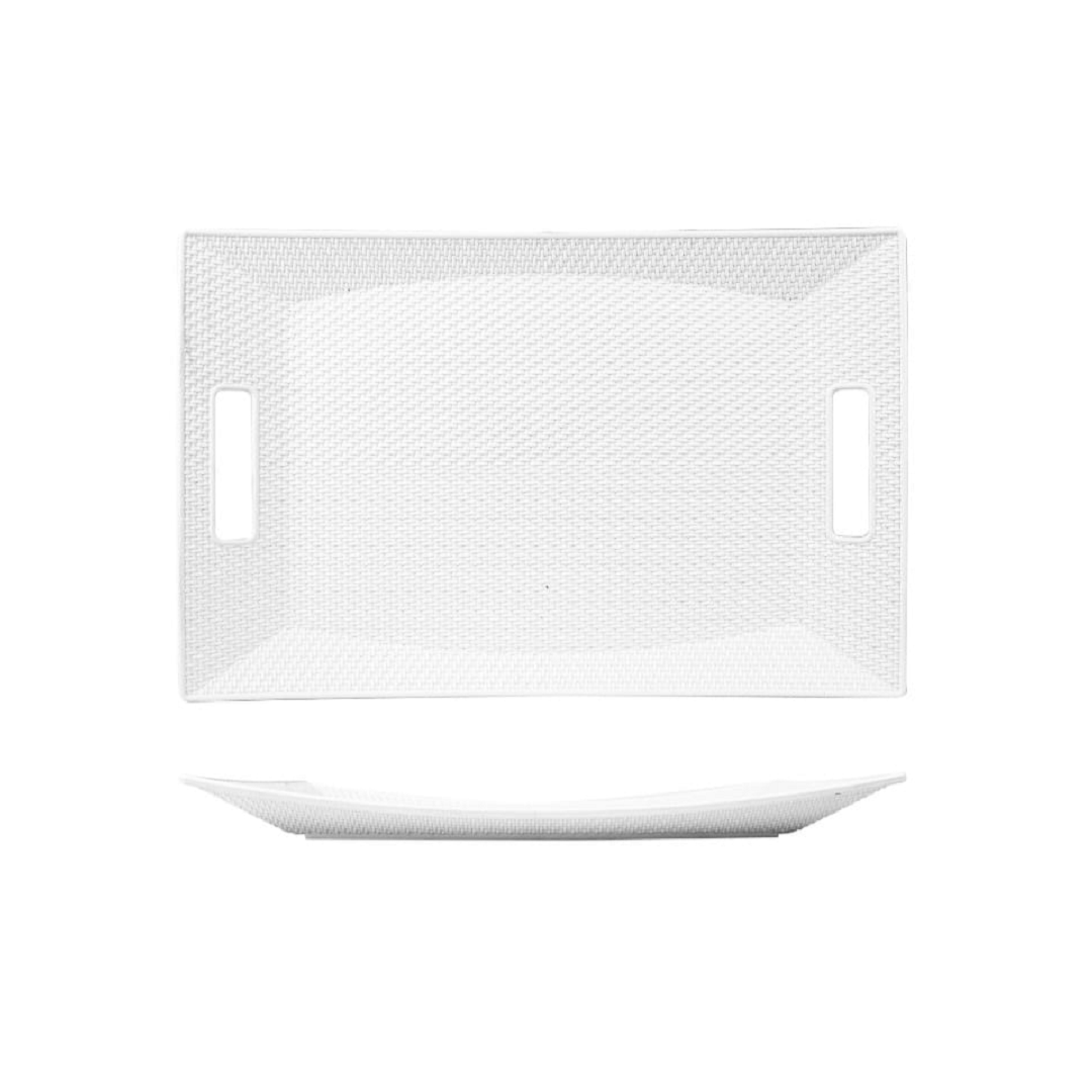 Bandeja Retangular Com Alça Plástica 46x30cm Branco - Dallare - Dl2056