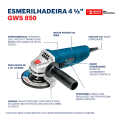 Combo Furadeira Gsb 550 + Esmerilhadeira Gws 850 220v - Bosch - 06011b75e0000