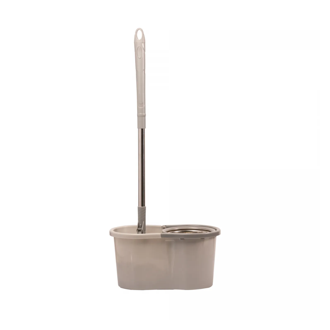 Mop Giratório Com Cabo Extensível Em Aço Inox E Balde De 13 Litros + Refil - Lyor - 1138