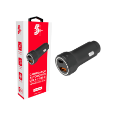 Carregador Usb Automotivo Duplo Turbo 30w - 5+ - 044-0019