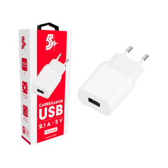 Carregador De Parede Usb A 5v Branco - 5+ - 044-0022