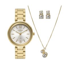 Relógio Feminino Pulseira Dourada Original - Condor - Co2035nbsk4d