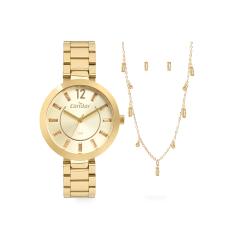 Relógio Feminino Pulseira Dourada Original - Condor - Co2035ncbk4x