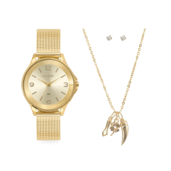 Relógio Feminino Pulseira Dourada Original - Condor - Co2035nekk4x