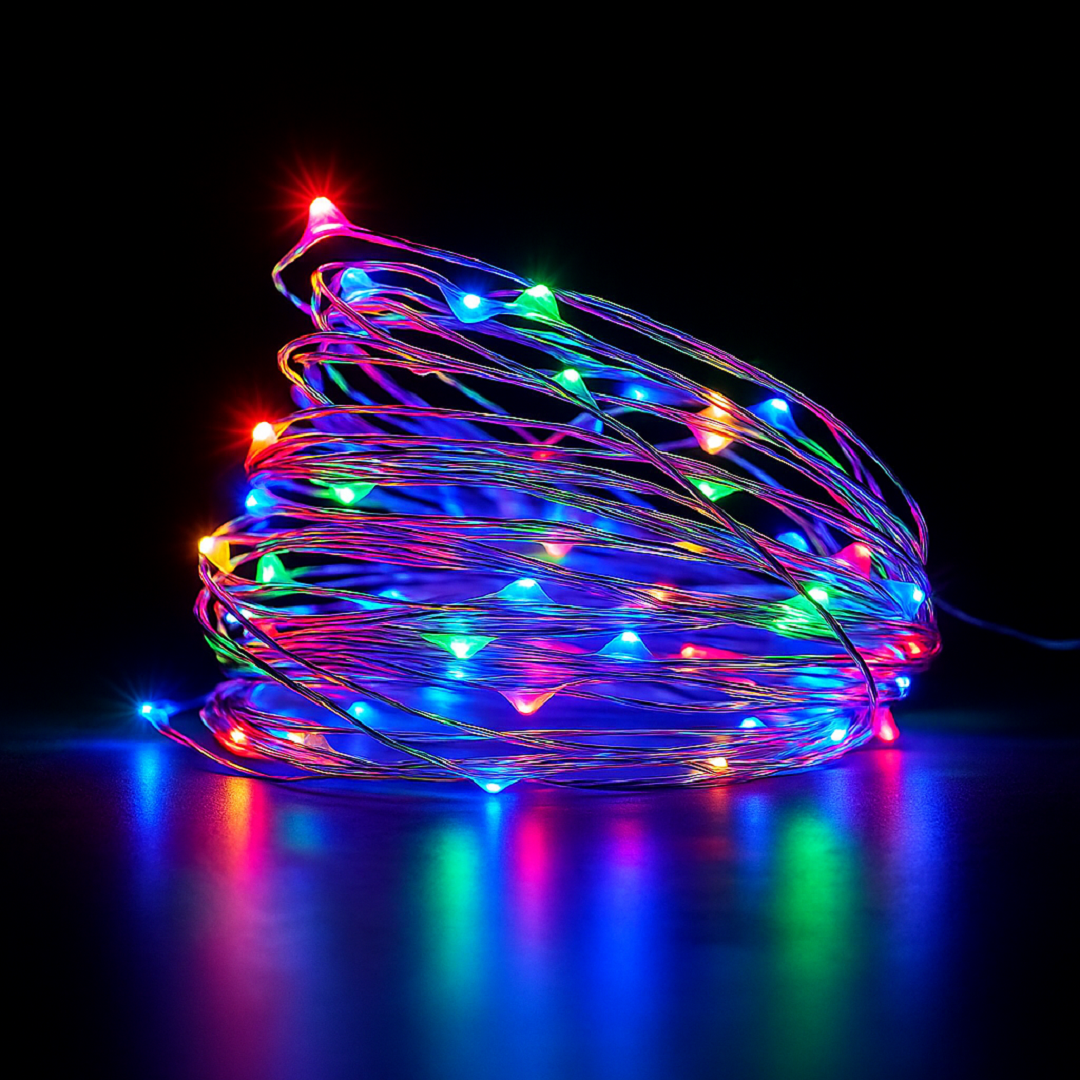 Fio De Fada Cobre Para Decoração 50 Led Com 5m Colorido - Rio De Ouro - Del50071