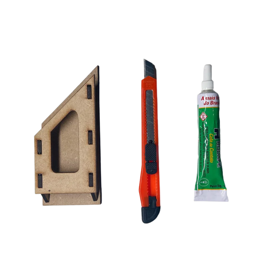 Kit Estalação Gabarito Cola + Estilete Para Rodapé - Meu Rodapé - Kit 10x100