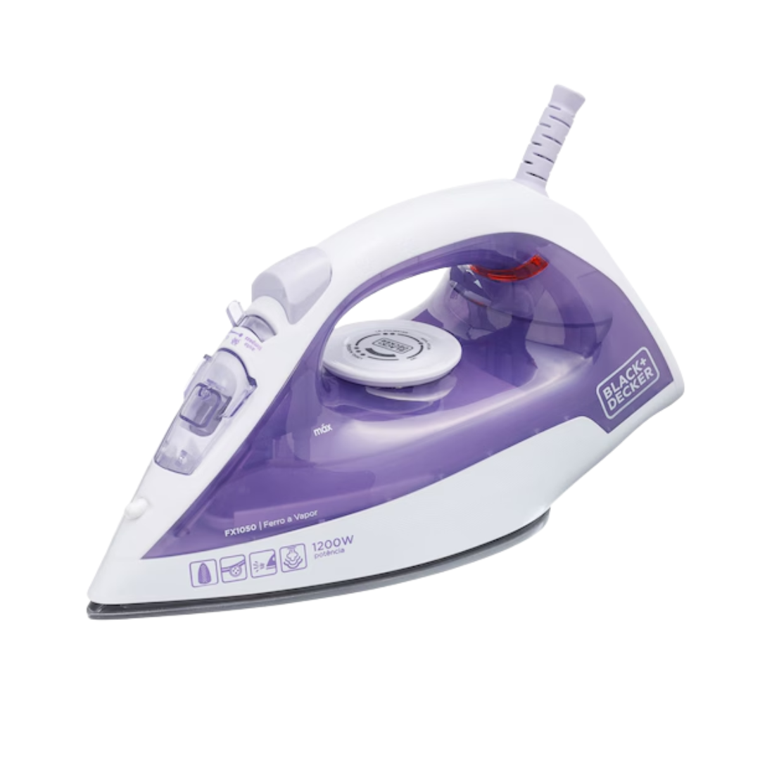 Ferro De Passar Roupa A Vapor À Seco Roxo Antiaderente 220v - Black+Decker - Fx1050-B2