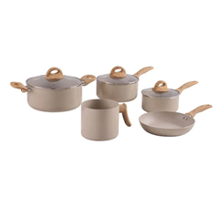 Conjunto De Panela Com Indução Cerâmica Antiaderente Smart Com 5 Peças Areia - Brinox - 4774/105