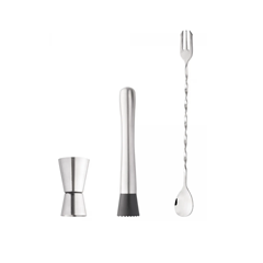 Kit Caipirinha Dosador Duplo E Macerador Em Aço Inox - Wolff - 20778