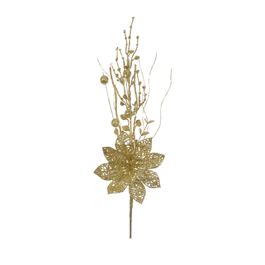 Bico De Papagaio Decorativo Com Glitter 47cm Dourado - D&A - 92724002