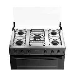 Fogão 5 Bocas Preto Com Mesa De Inox  Milão Plus Bivolt - Atlas - 300001773