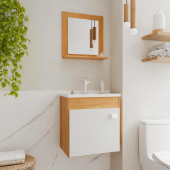 Armário Íris 44x46 Com Espelheira Cinamomo/Branco - Mgm Móveis - 994470