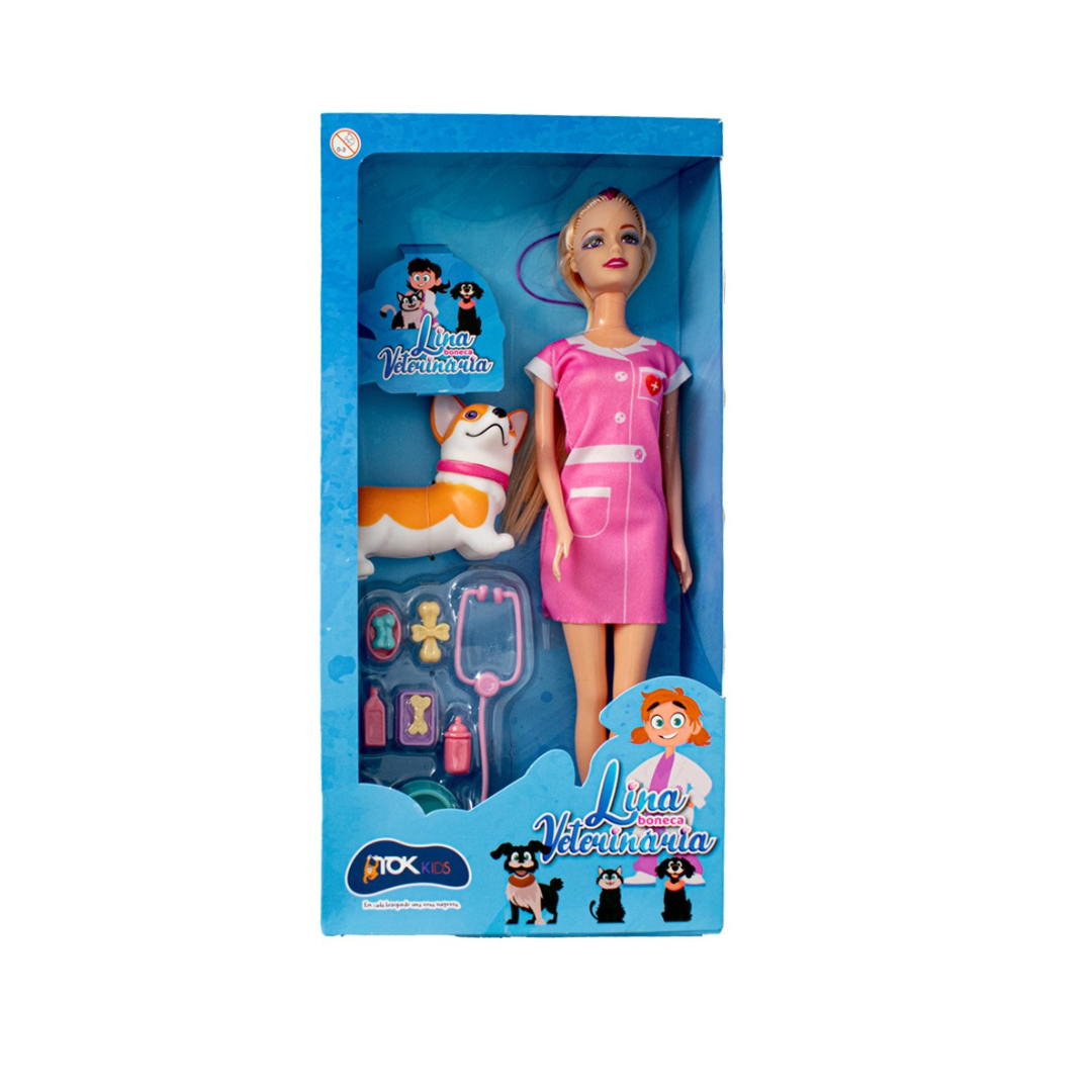 Boneca Infantil Veterinária Feminina Com Acessórios Mt2348 - Tok Kids - 18723