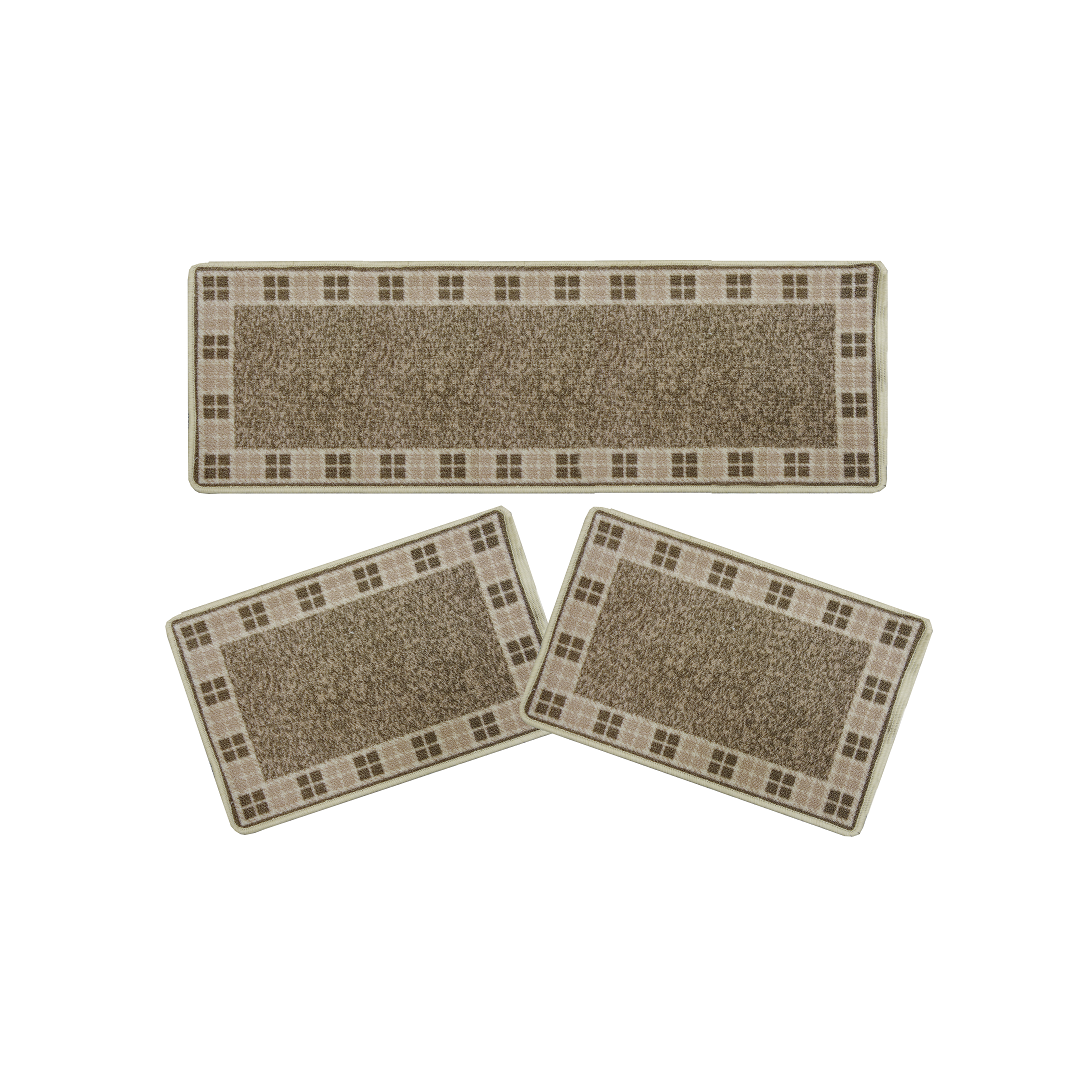 Kit Tapete Com 3 Peças Xadrez Marfim - Niazitex - 05001137unimrf