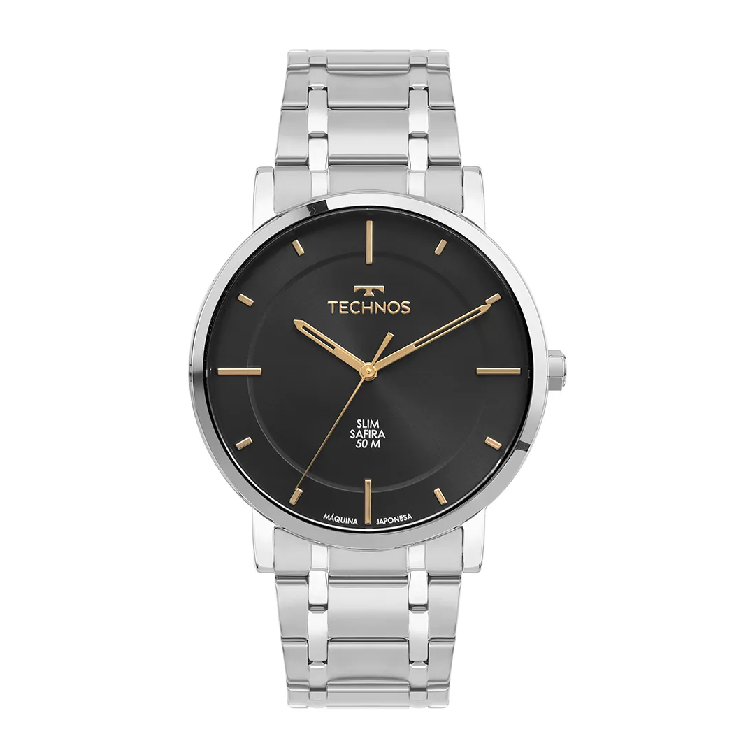 Relógio Masculino Pulseira Em Aço Slim Prata - Technos - Gl32ay/1p