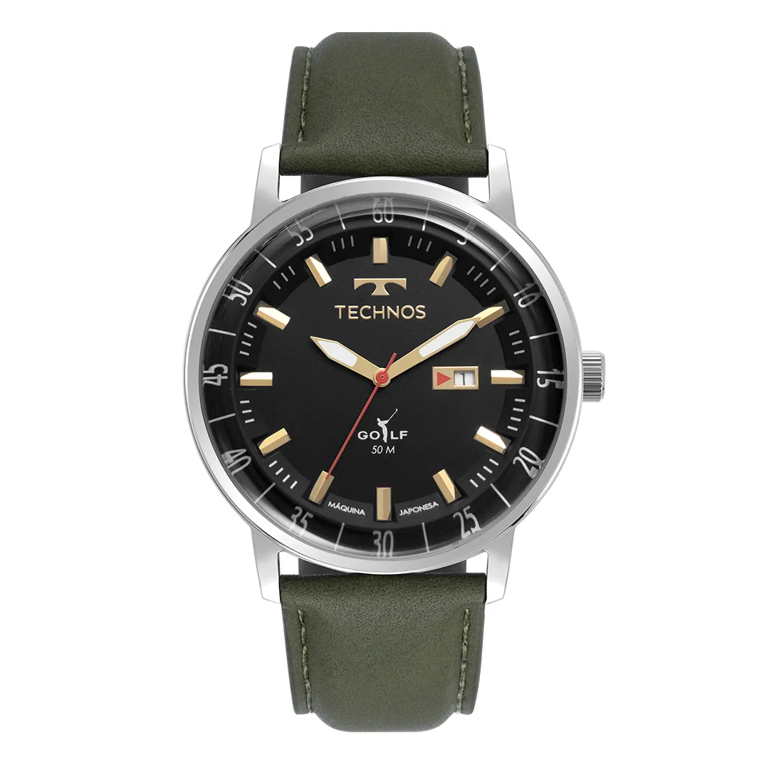 Relógio Masculino Pulseira Em Couro Golf Grafite - Technos - 2115uaq/0p