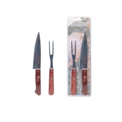 Kit Para Churrasco Com 2 Peças Faca E Garfo 7  Em Aço Inox - Tokhouse - 17101