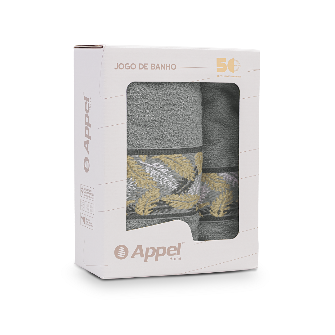 Jogo De Toalhas Silvestre 2 Peças Cinza Amianto 1712 - Appel