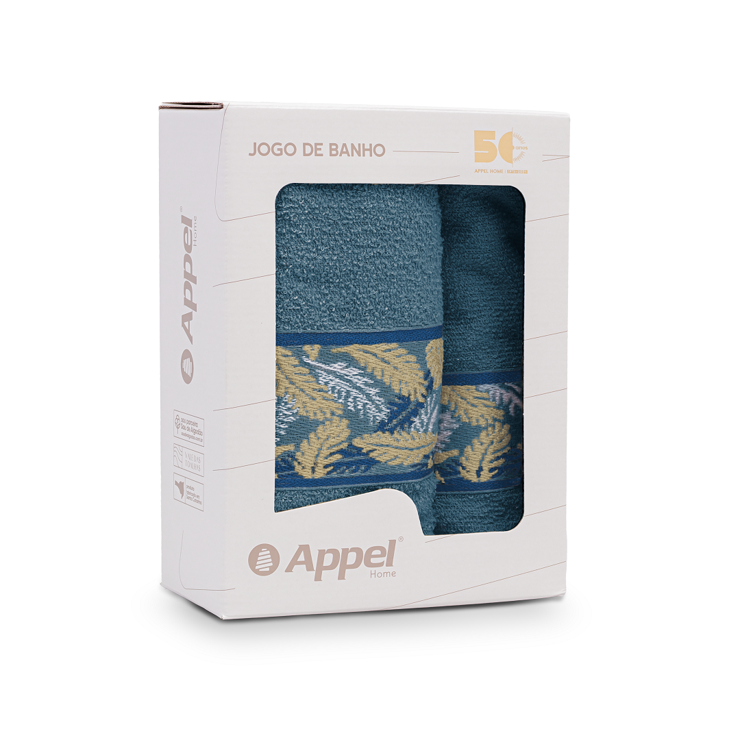 Jogo De Toalhas Silvestre 2 Peças Azul Star 3680 - Appel
