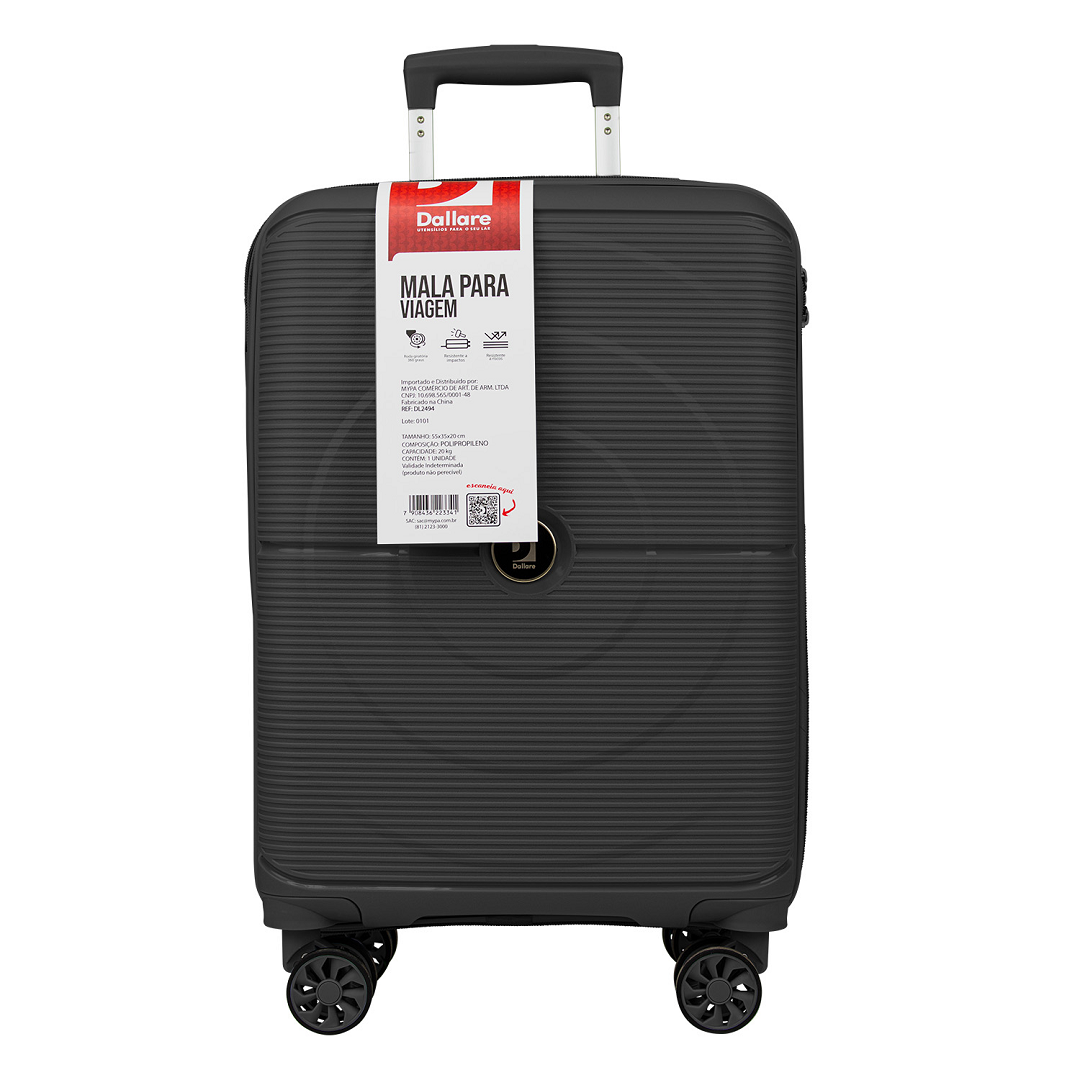 Mala De Viagem Bordo Com Rodas Preta - Dallare - Dl2485