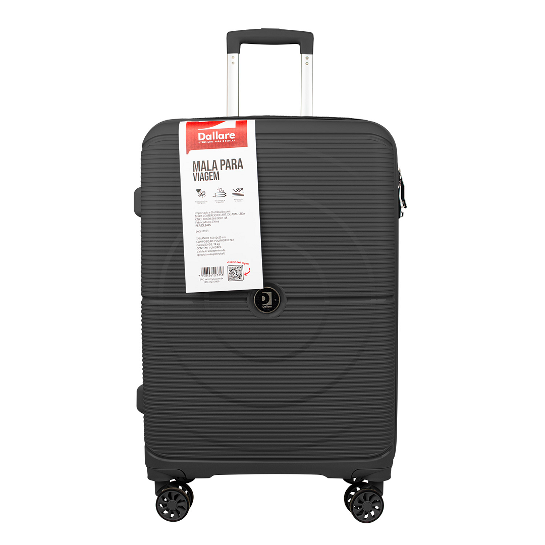 Mala De Viagem M Com Rodas Preta - Dallare - Dl2486