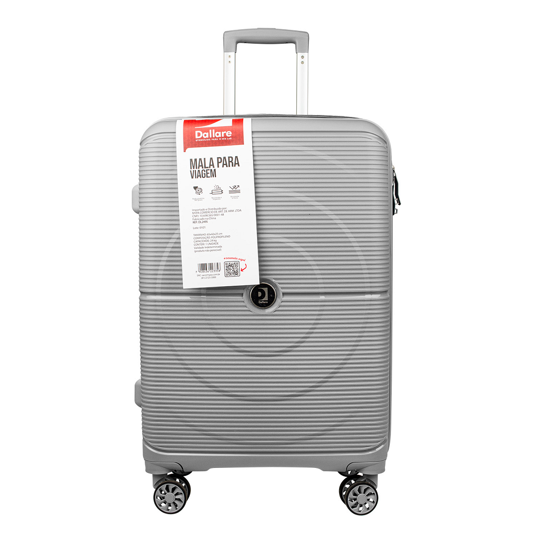 Mala De Viagem M Com Rodas Cinza Escuro - Dallare - Dl2492