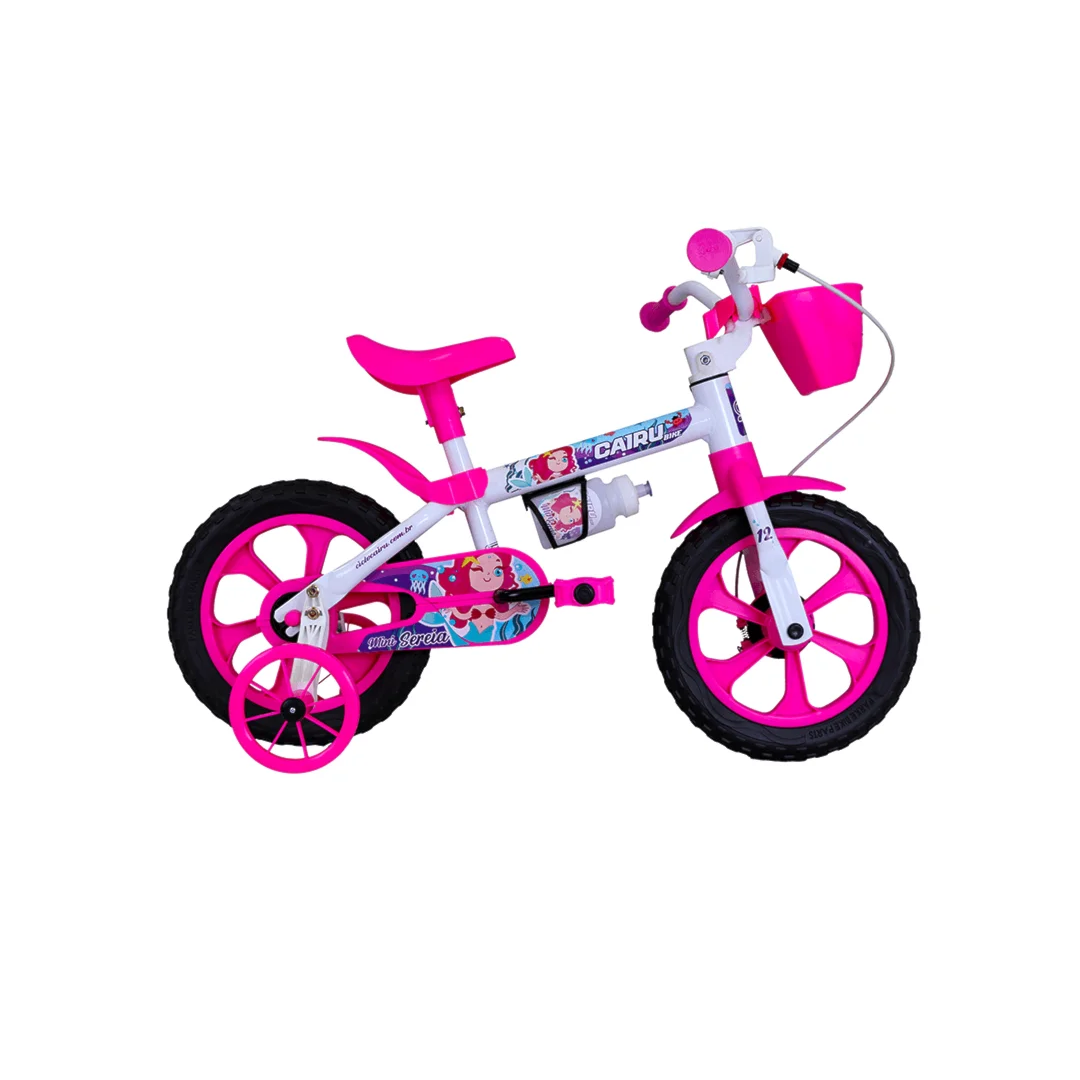 Bicicleta Aro 12 Feminina Mini Sereia Branco/Rosa - Cairu - 320320