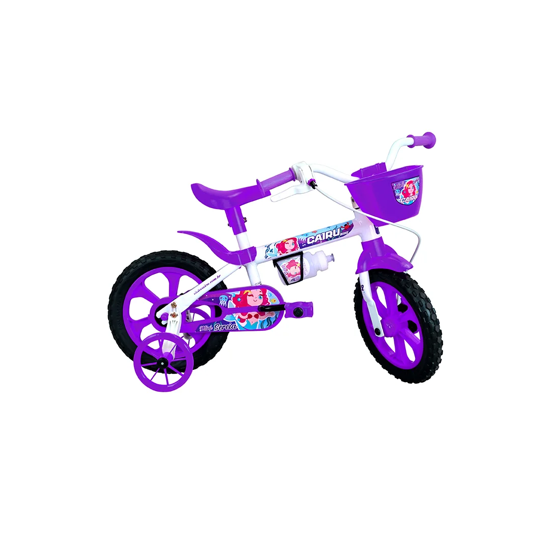 Bicicleta Aro 12 Feminina Mini Sereia Branco/Roxo - Cairu - 320321