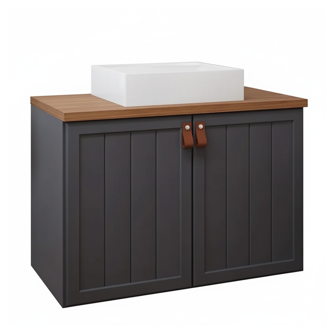 Gabinete Para Banheiro Alure 80cm Titaniun/Freijo - Mgm Móveis - 22464.45