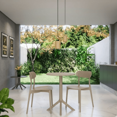 Mesa Redonda De Plástico 2em1 Natural - Forteplas - 32975