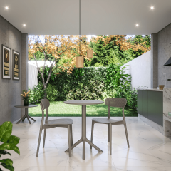 Mesa Redonda De Plástico 2em1 Nude - Forteplas - 32982