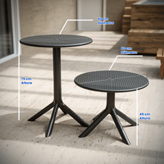 Mesa Redonda De Plástico 2em1 Preta - Forteplas - 32999