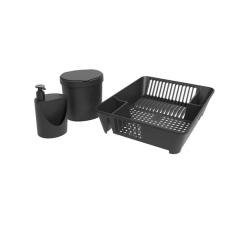 Kit Organizador Para Pia Com 3 Peças Preto - Coza - 99400/1008