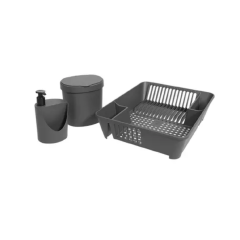 Kit Organizador Para Pia Com 3 Peças Cinza Chumbo  - Coza - 99400/1536