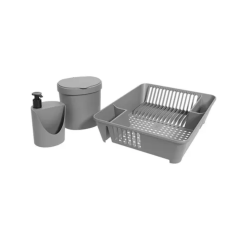 Kit Organizador Para Pia Com 3 Peças Cinza Frio - Coza - 99400/1499