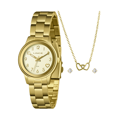 Relógio Feminino Pulseira Em Aço Dourado Original - Lince - Lrgh001l34