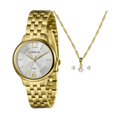 Relógio Feminino Pulseira Em Aço Dourado Original - Lince - Lrgh015l36