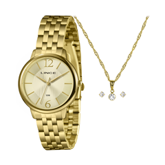 Relógio Feminino Pulseira Em Aço Dourado Original - Lince - Lrgh015l36/Kafns2sx