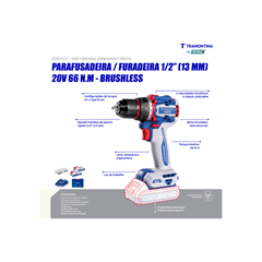 Furadeira E Parafusadeira A Bateria 20v 66nm + 2 Baterias - Tramontina - 42301/123