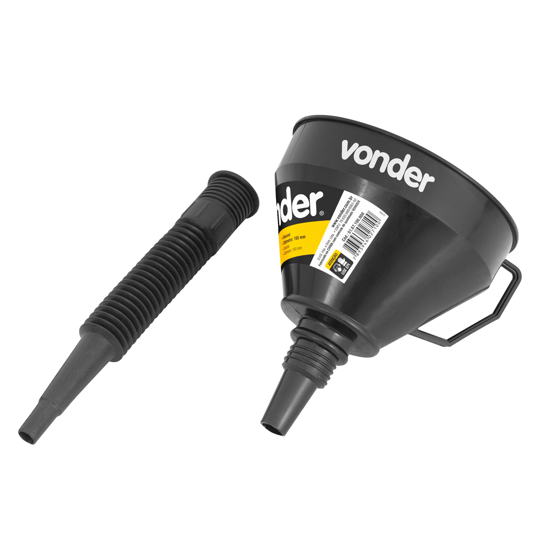 Funil Plástico De Bico Flexível Preto 160mm - 6001550220 - Vonder