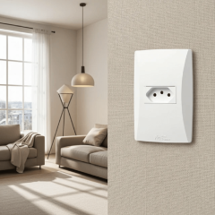 Conjunto 1 Tomada 2p+T 20a Com Placa Horizontal Petra Branco - Mec-Tronic - 39028