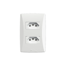Conjunto 2 Tomadas 2p+T 10a Com Placa Petra Branco - Mec-Tronic - 39056